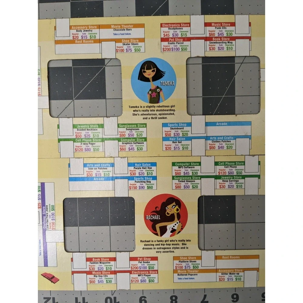 Milton Bradley Mall Madness Replacement‎ 4 Shopping List Cards
